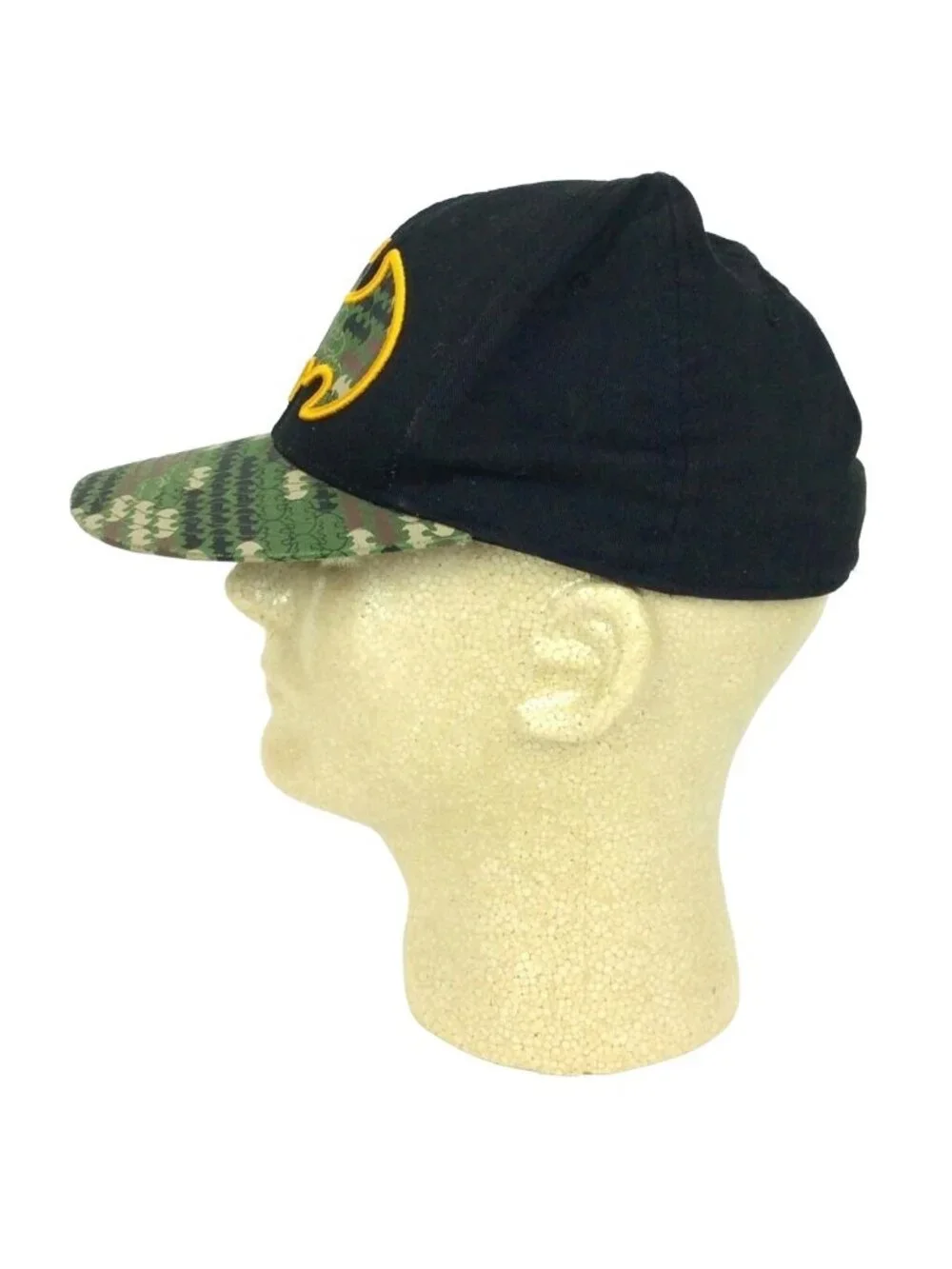 Batman Logo Camo Youth Hat Cap Fitted Size M/L Black Green